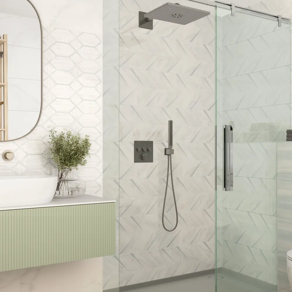 Плитка настенная Шахтинская Плитка Восток 02 25x40 см 1.4 м² глянцевая цвет белый мрамор рисунок STLM-2192158