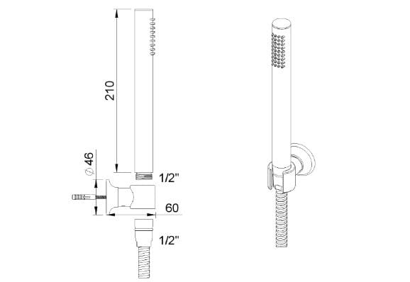 Хромированный латунный настенный ручной душ с шлангом для душа rvb TIMES ARCH-00095316 - Вид №2