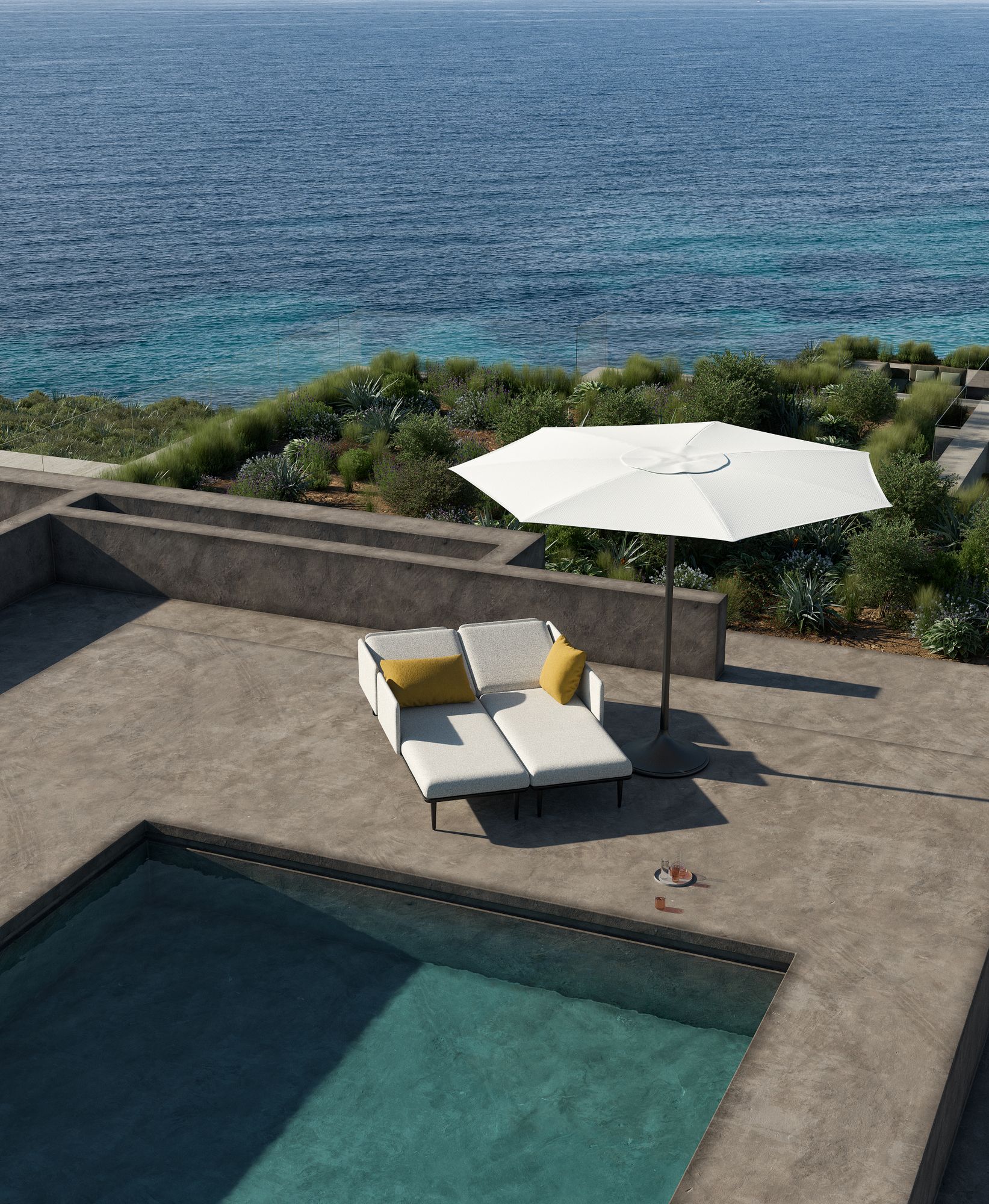 Садовая кровать с откидной спинкой из ткани Royal Botania Styletto Lounge ARCH-00124010 - Вид №1