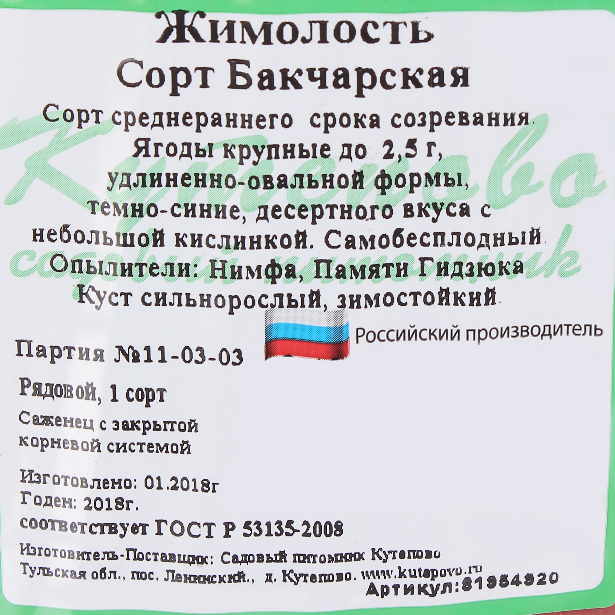 Саженец жимолости Бакчарская h50 см 81954920 Santreyd STLM-0015225 - Вид №2