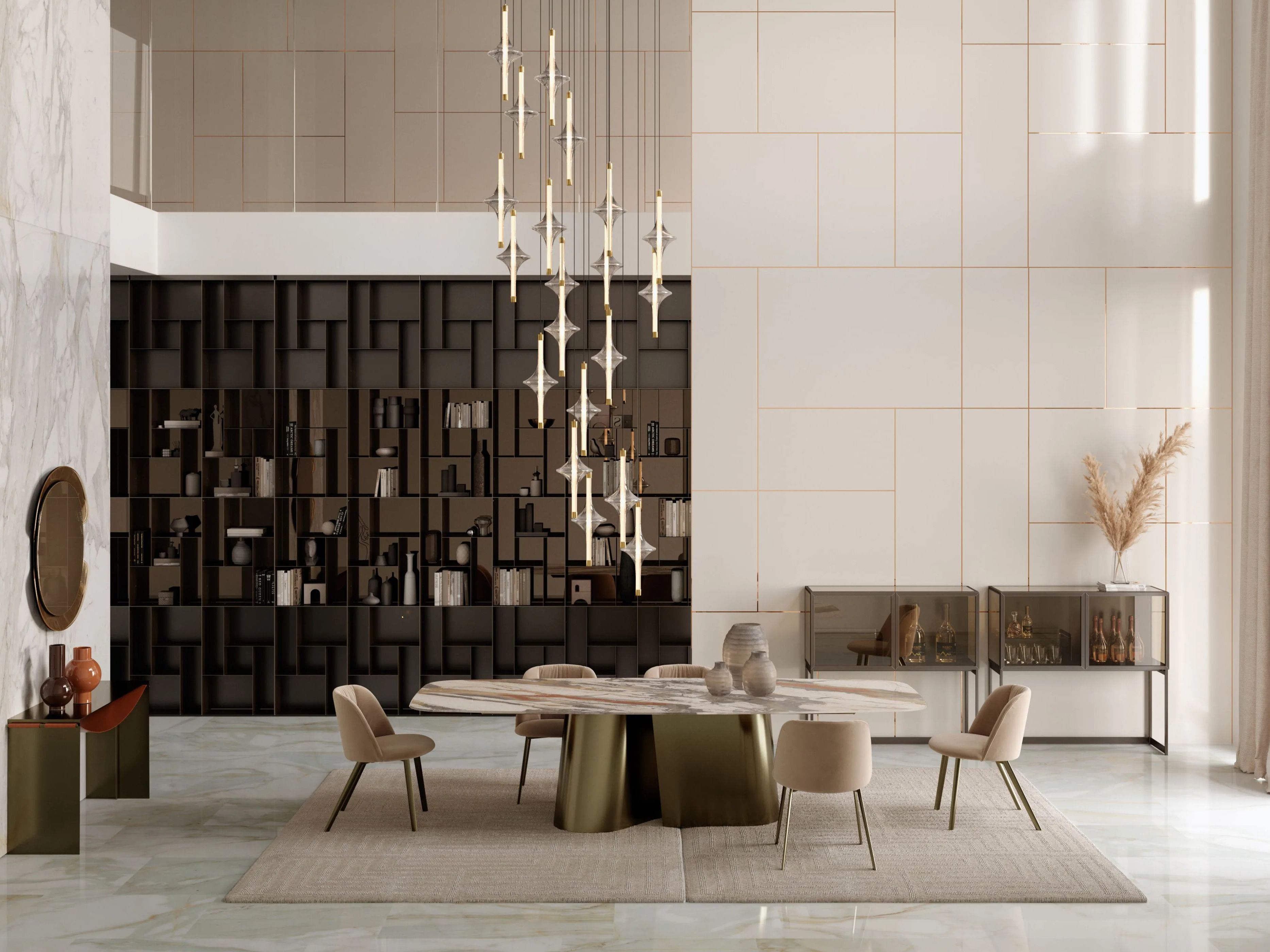 Обеденный стол из нержавеющей стали с столешницей SuperMarmo Bontempi Casa KIMONO ARCH-00146819 - Вид №1