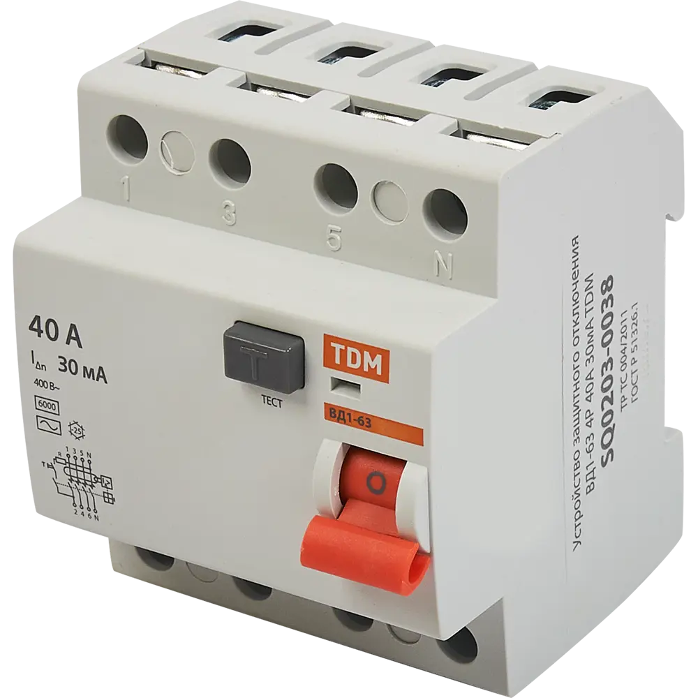УЗО TDM Electric ВД1-63 4P 40А с защитой от токов утечки 84399439 STLM-0049223