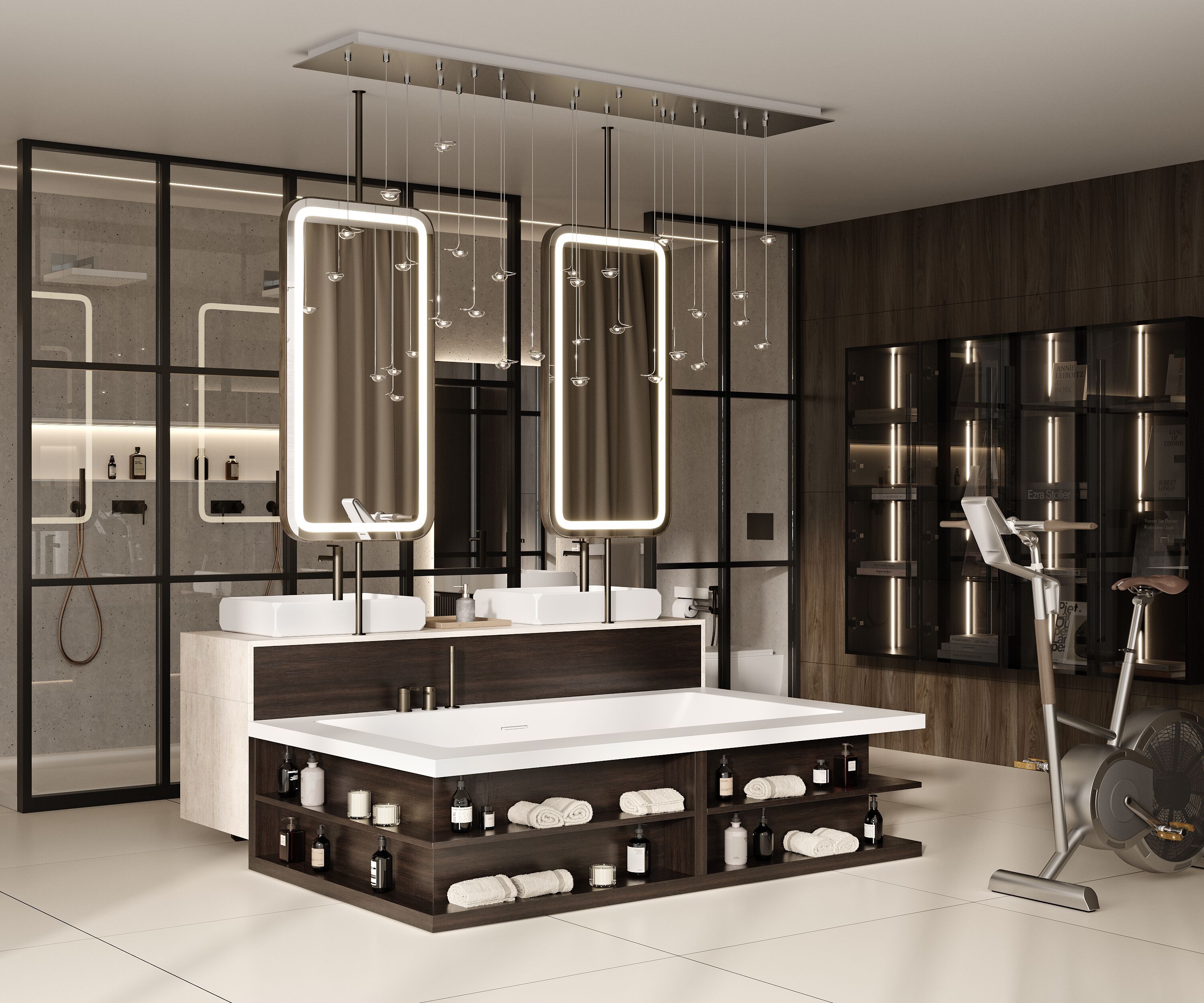 Прямоугольное подвесное зеркало со встроенным освещением MOMA Design MIRR FRAME SQUARE ARCH-00128479 - Вид №2