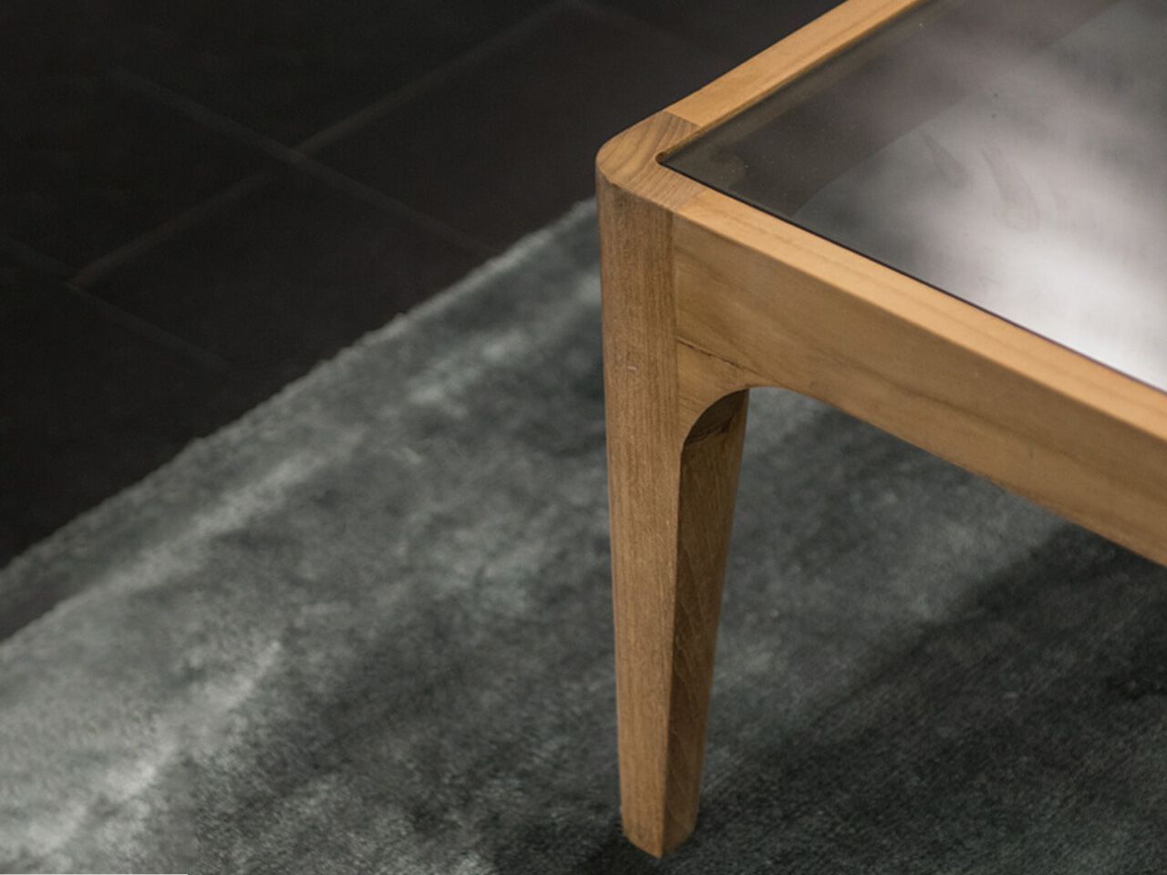 Квадратный деревянный и стеклянный журнальный столик Air Division Perry ARCH-00144771 - Вид №4