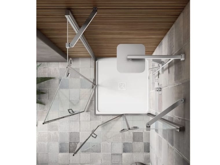 Угловая душевая кабина из хрусталя с распашной дверью ARCOM S6 ARCH-00066449 - Вид №1