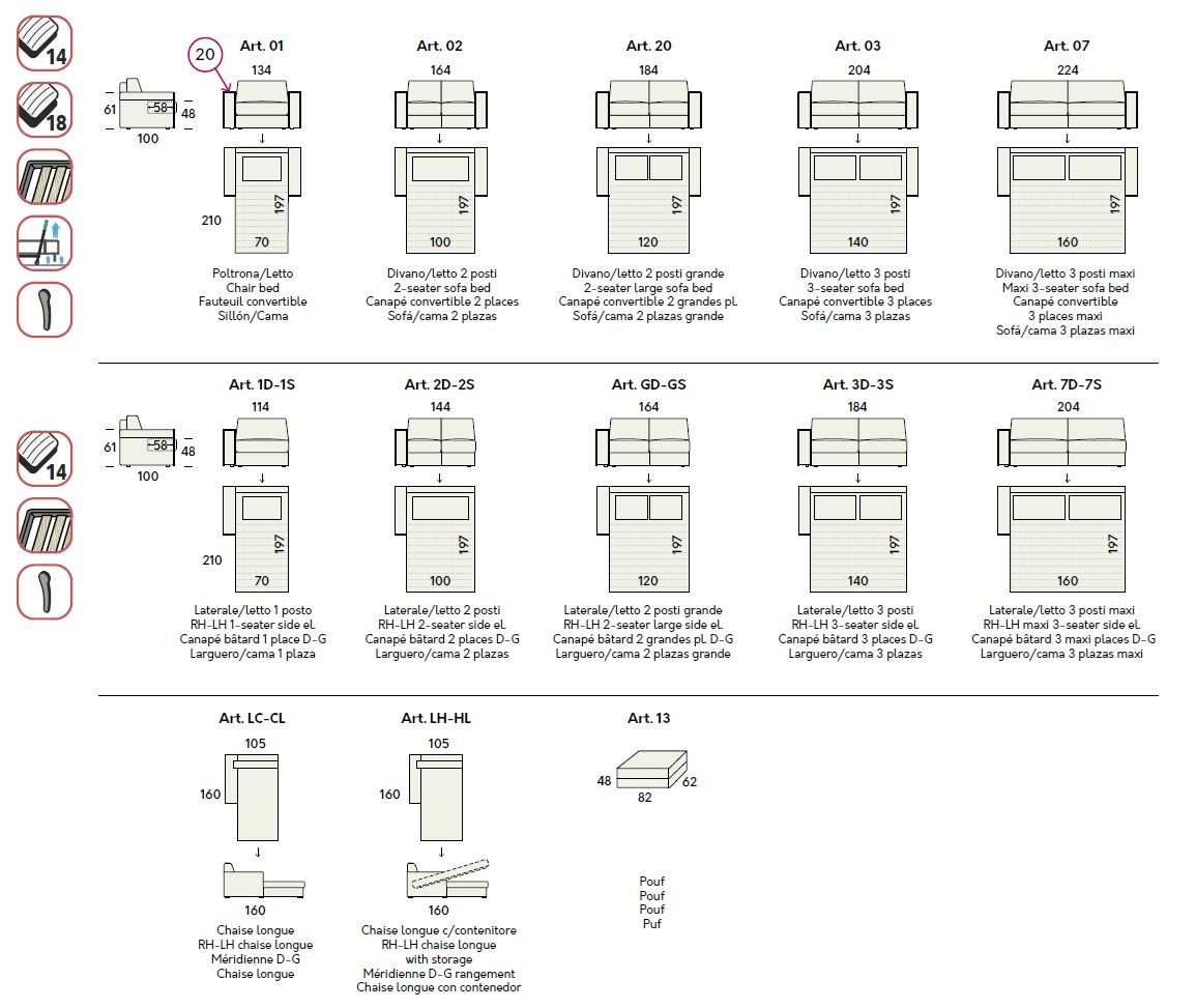 Двуспальный диван-кровать из ткани Felis Day &amp ARCH-00070081 - Вид №4