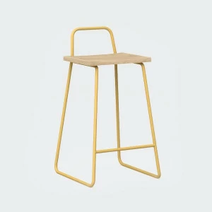 Барный стул с деревянным сиденьем желтая охра Bauhaus WOODI  00-3966239 Желтый