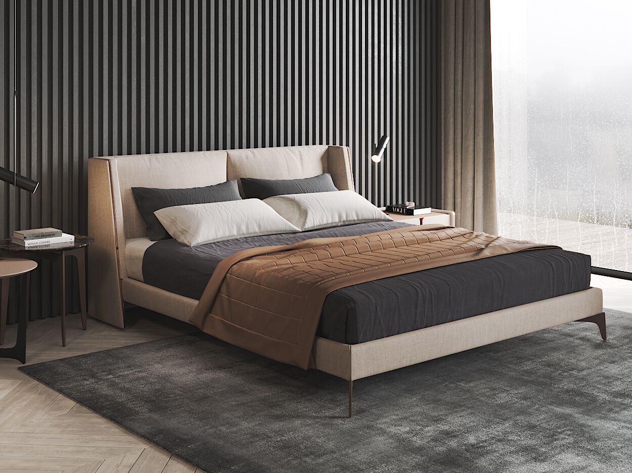 Деревянная двуспальная кровать с мягким изголовьем PRADDY Natur ARCH-00025195 - Вид №1