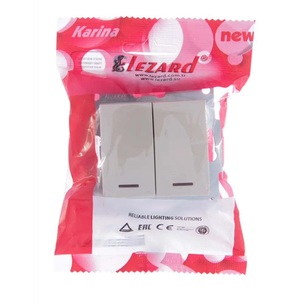 Выключатель Lezard Karina 2 клавиши с подсветкой цвет кремовый STLM-2149508 - Вид №7