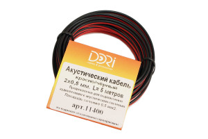 16509901 Акустический кабель 2x0,5 чёрно-красный 5м, шт 11400 DORI