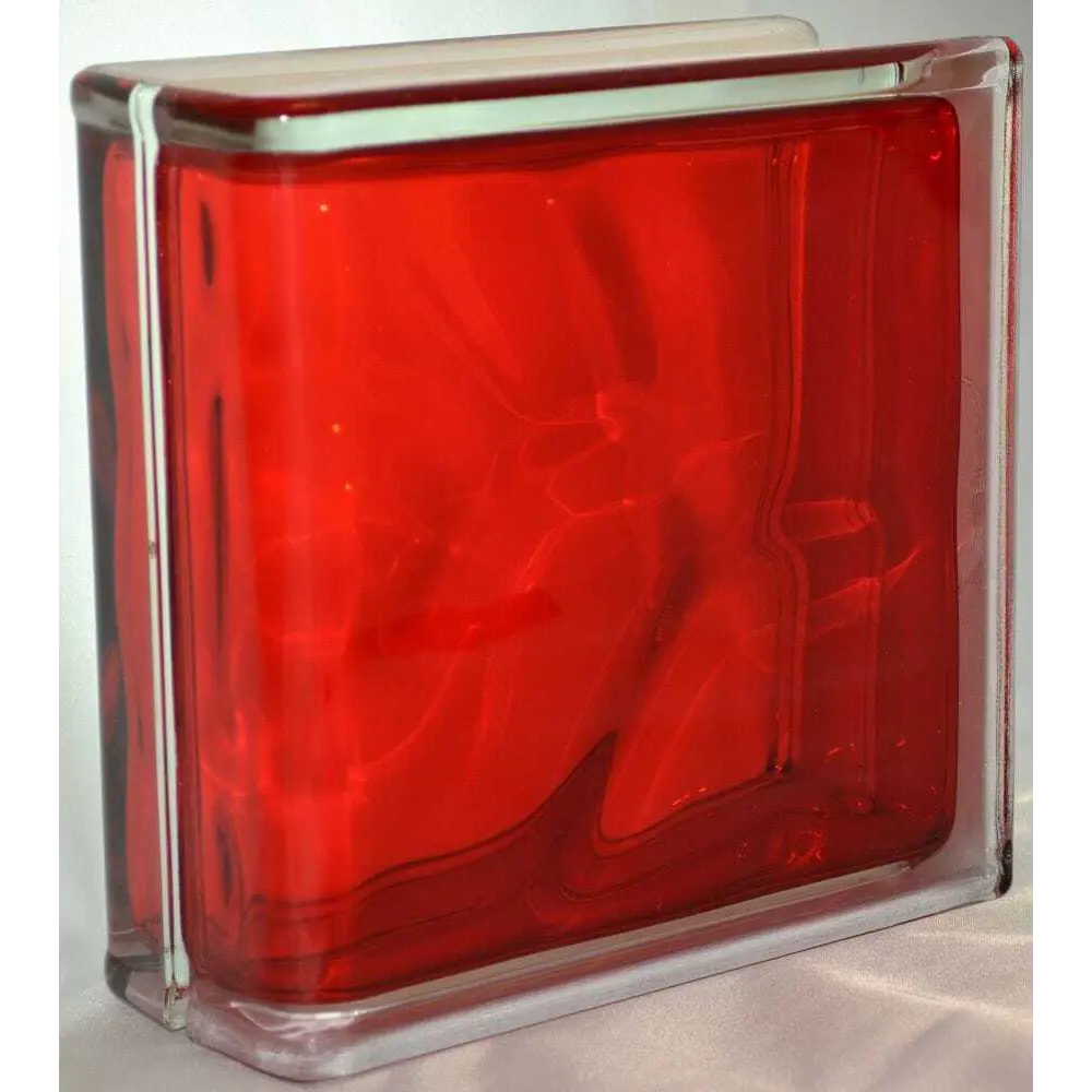 Стеклоблок Vitrablock Волна окрашенный внутри торцевой цвет рубиновый STLM-2199873