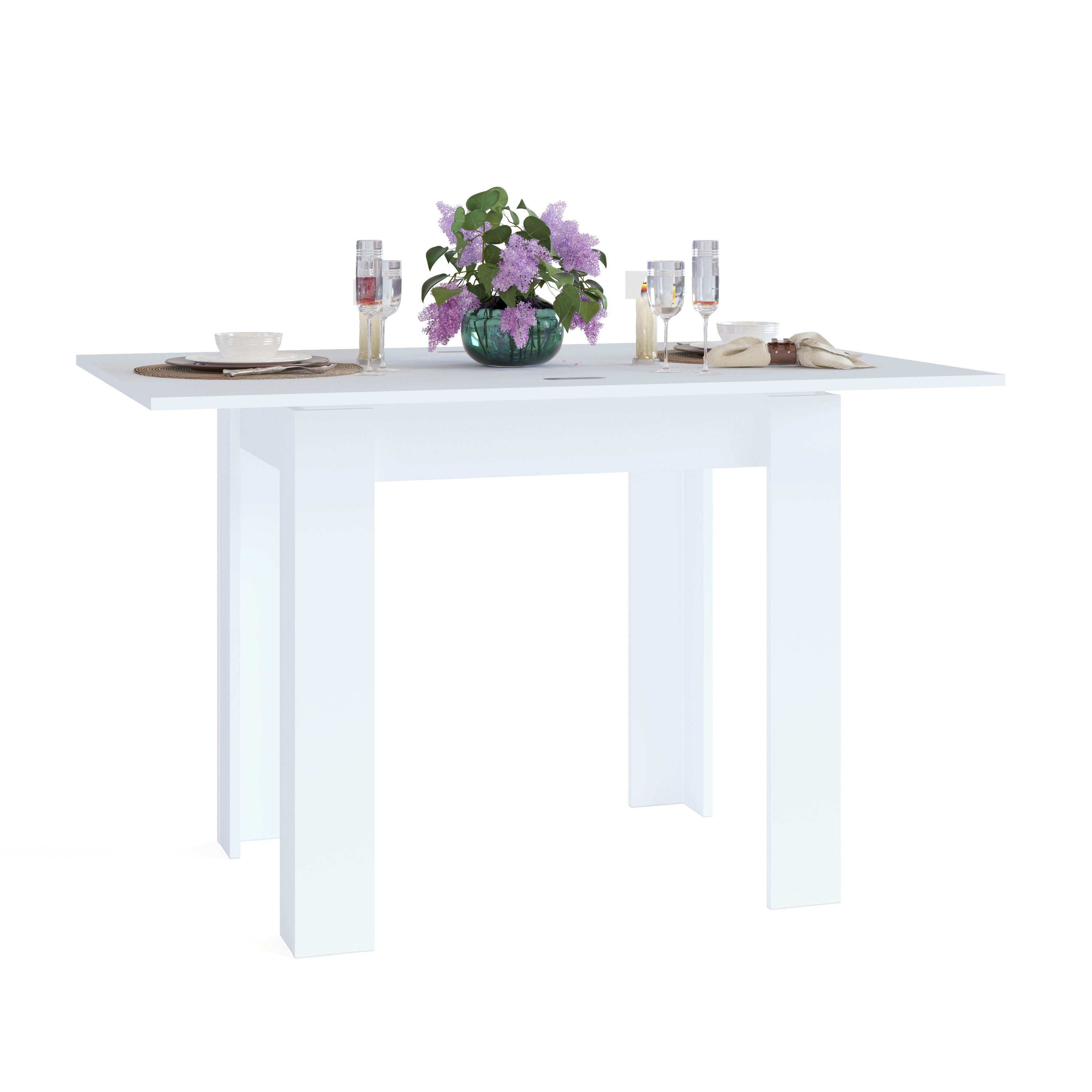 91057014 Кухонный стол прямоугольный СО-1 80-120x80x77.20 см ЛДСП цвет белый STLM-0461081 СОКОЛ-Т