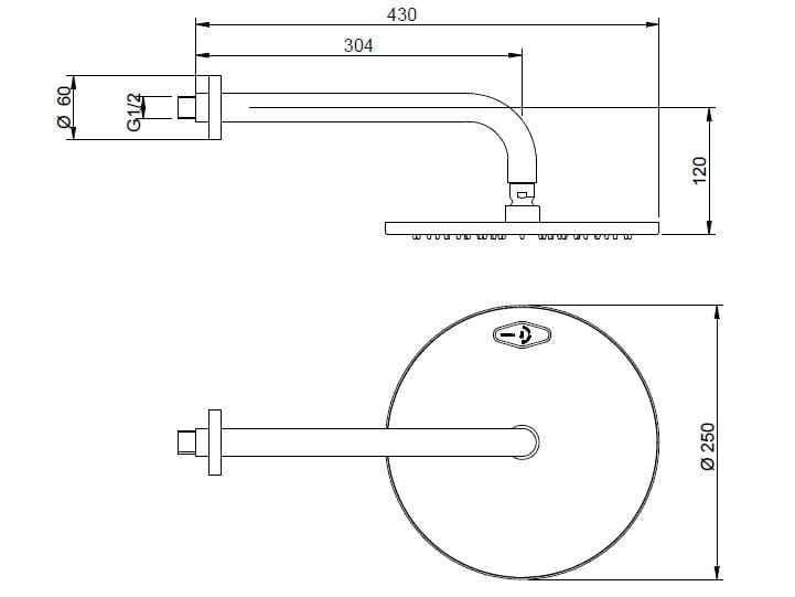 Латунная настенная круглая душевая головка с системой защиты от накипи Rubinetterie Treemme Albatros ARCH-00033688 - Вид №4