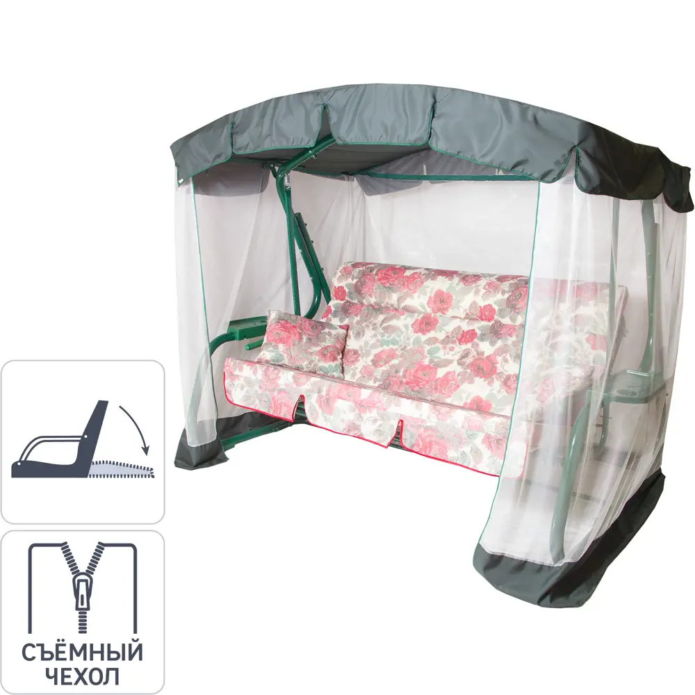 Качели садовые Турин Премиум 4-х местные (до 280 кг) зеленый/ розовый Santreyd STLM-2071517