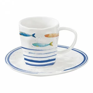 Чашка фарфоровая с блюдцем белая с синим в подарочной упаковке "Морской берег" EASY LIFE МОРСКОЙ БЕРЕГ 00-3946855 Белый;синий