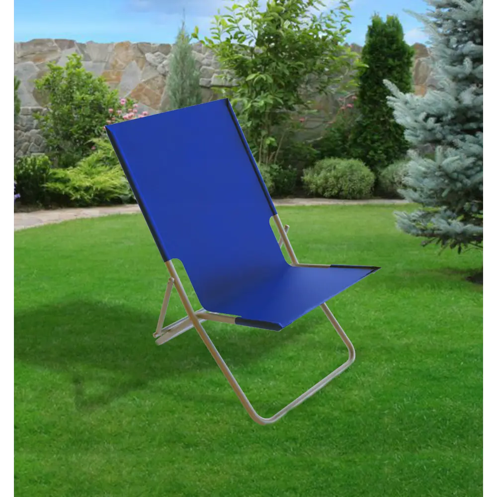 Шезлонг «Супернадежный отдых», металл/полиэстер, цвет синий UBC GROUP 5 STLM-2183603 - Вид №1