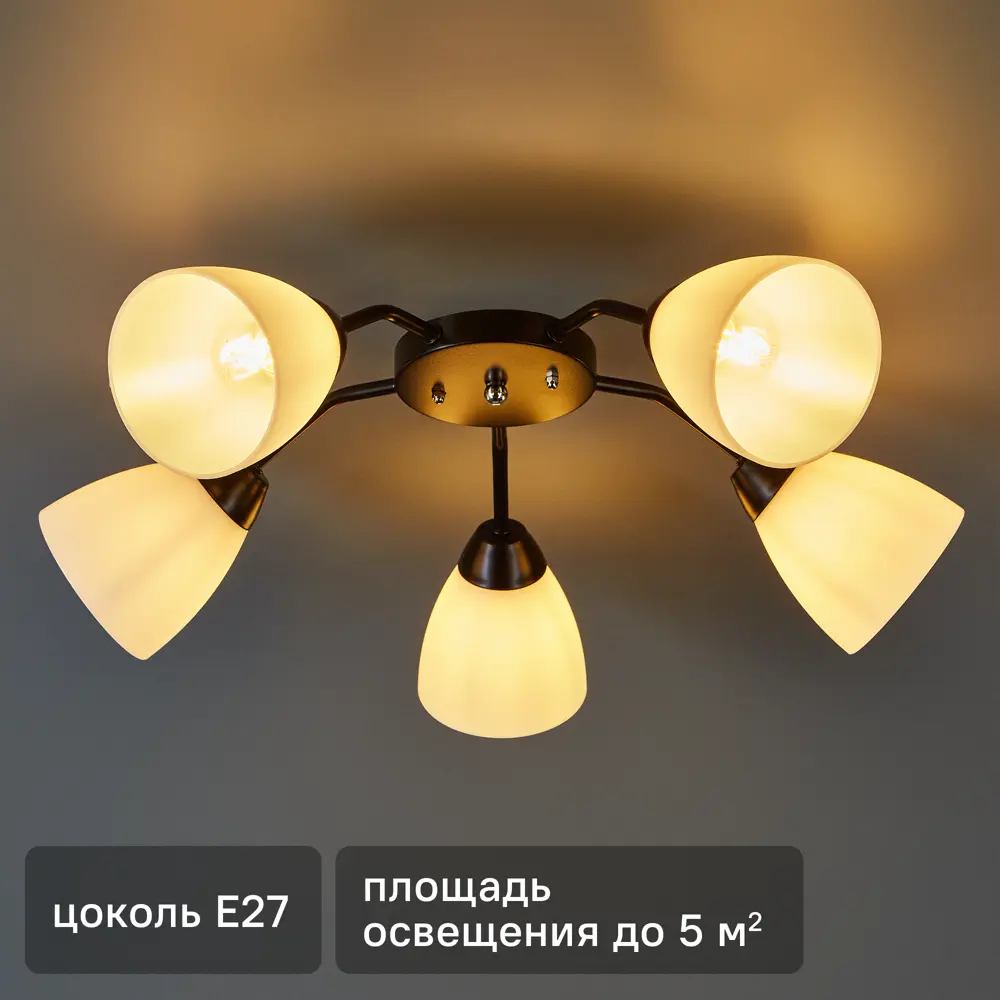 Люстра потолочная Эдем 5 ламп 5 м² цвет черный/белый 21 ВЕК-СВЕТ STLM-2151389