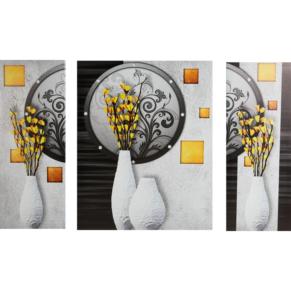 Santreyd Мультимодульная картина «Цветы в вазах» 80×50 см 85999107 STLM-0066125