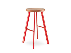 Стальной и деревянный табурет с подставкой для ног