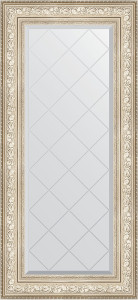 BY 4082 Зеркало с гравировкой в багетной раме - виньетка серебро 109 mm EVOFORM Exclusive-G