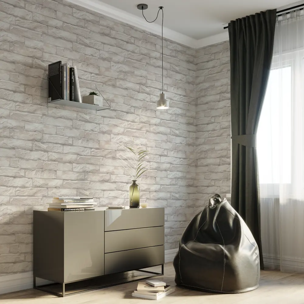 Флизелиновые обои Palitra Family Klinker с текстурой кирпича в бежевых тонах 89360565 STLM-1542531 - Вид №3
