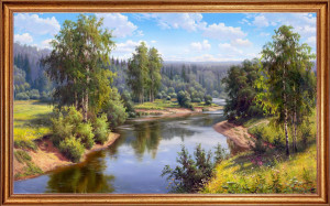 93878538 Картина на холсте Проточная река, 68х108 см STLM-0602081 РУССКАЯ КОЛЛЕКЦИЯ