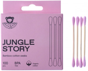 535812 Ватные палочки с ультра мягким хлопком, розовые Jungle Story