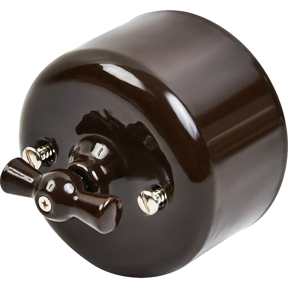 Выключатель накладной Electraline 1 клавиша цвет керамика цвет коричневый Ришелье STLM-2174496