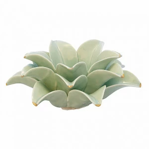 Подсвечник керамический зеленый Flower Lotus pale green medium LE-VILLAGE  224377 Зеленый