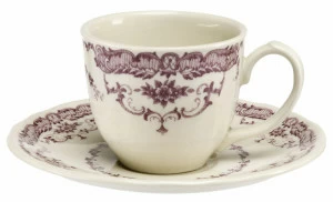Кофейная чашка и блюдце «Камилла» COMPTOIR de FAMILLE ИНЛАВКА КАМИЛЛА 068218 Белый;фиолетовый