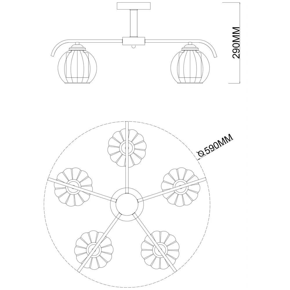 Люстра SCHAFFNER Divo 4410 - неоклассическая пятирожковая с хромированной штангой 89426417 STLM-1571461 - Вид №12