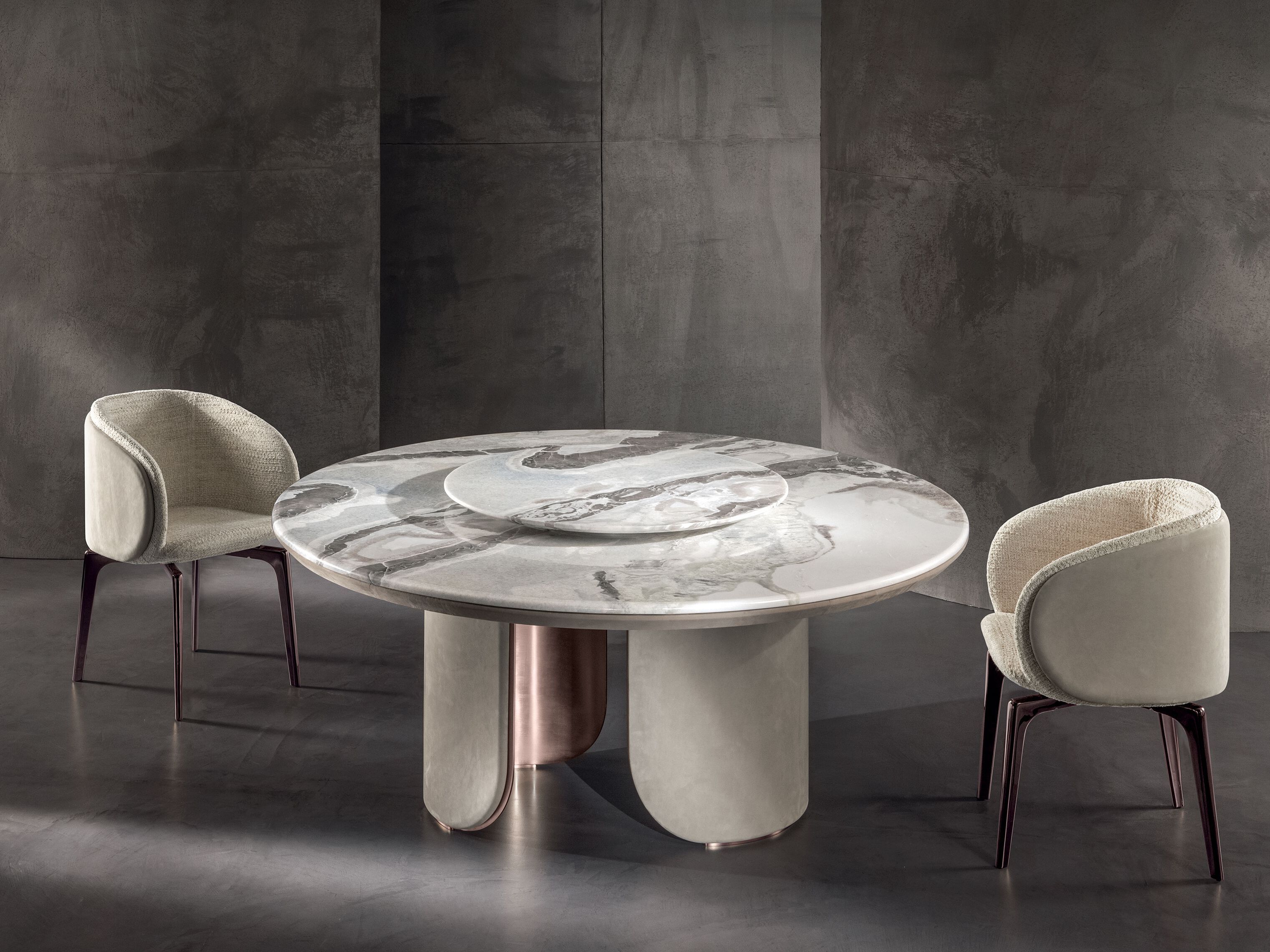 Круглый обеденный стол из натурального камня Longhi Blooming ARCH-00086395