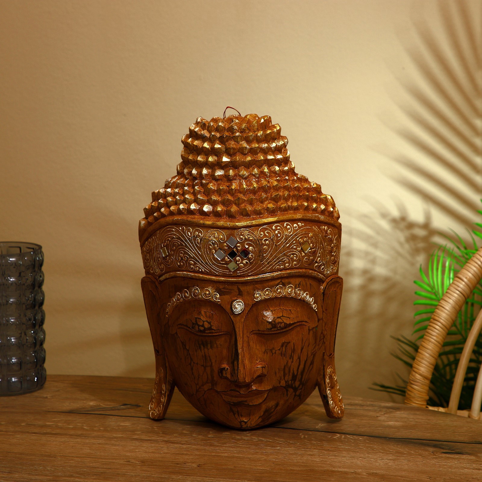 91005613 Интерьерный сувенир "Голова Будды" бежевый 40 см STLM-0436416 SIMALAND