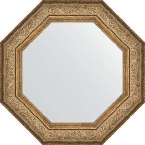 BY 3851 Зеркало в багетной раме - виньетка античная бронза 109 mm EVOFORM Octagon