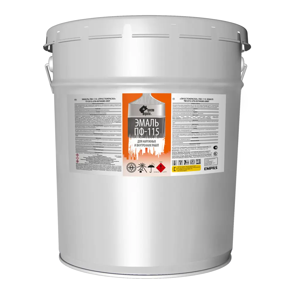 Эмаль Простокраска ПФ-115 полуматовая цвет черный 20 кг STLM-2003830 - Вид №1