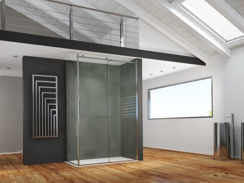 Прямоугольная душевая кабина из нержавеющей стали с раздвижной дверью MEGIUS Axer ARCH-00147651