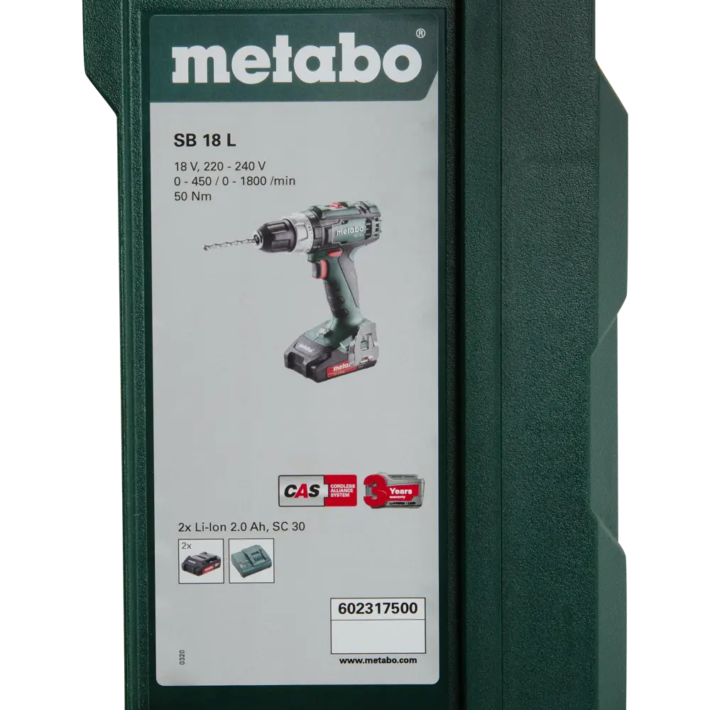 Дрель-шуруповёрт аккумуляторная ударная Metabo SB 18 L, 602317500, 18 В Li-Ion 2x2 Ач STLM-2031809 - Вид №7