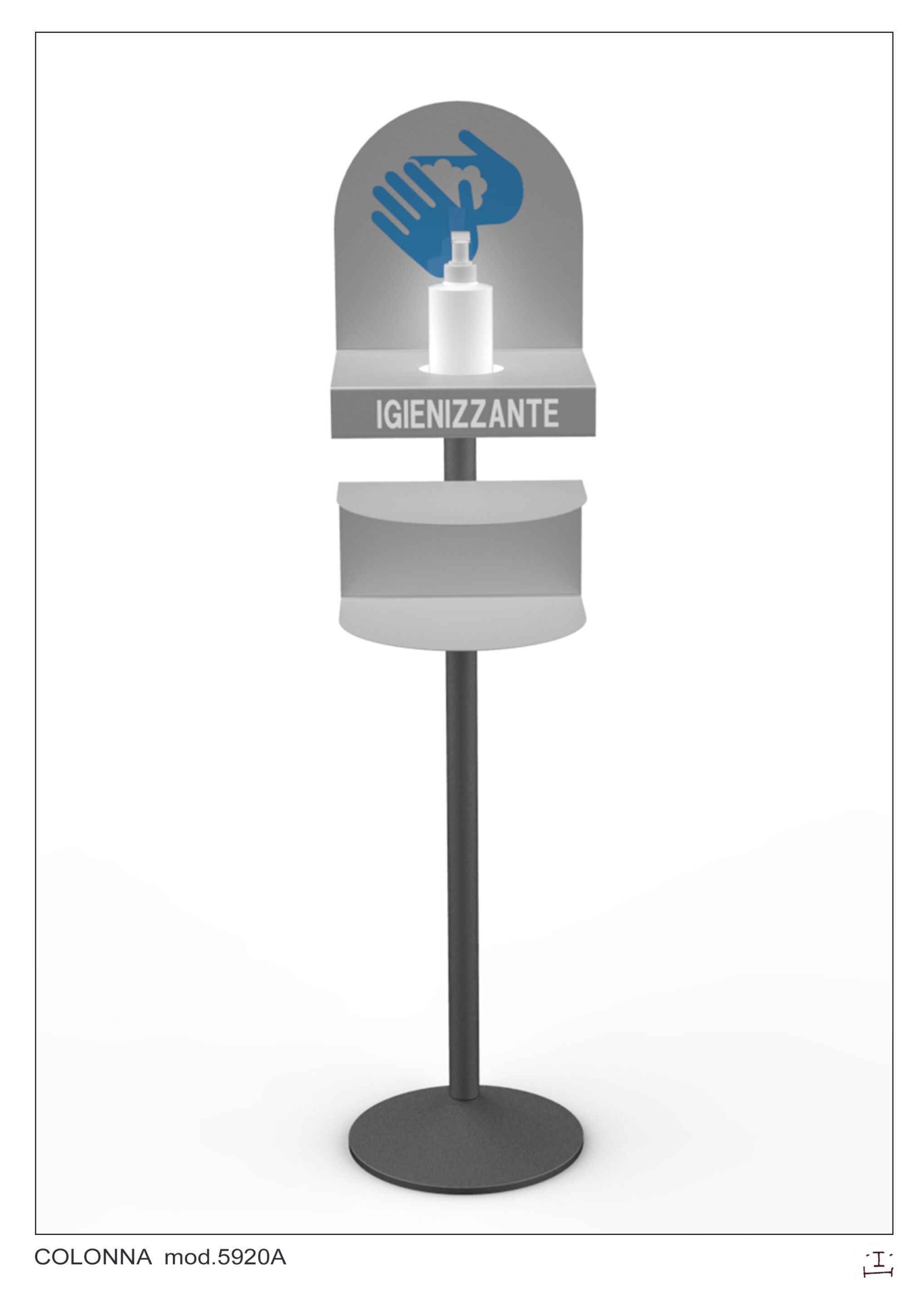 Металлический дезинфицирующий дозатор геля CITYSì SAFE ARCH-00092387 - Вид №1