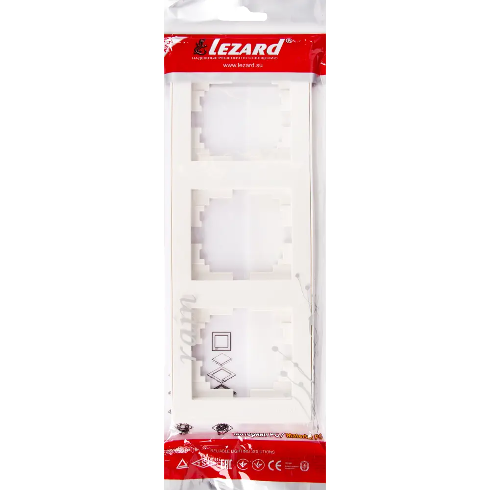 Рамка для розеток и выключателей Lezard Rain вертикальная 3 поста цвет белый STLM-2062202 - Вид №4
