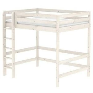 Кровать Flexa Classic высокая односпальная двухъярусная с прямой лестницей, белая, 190 см