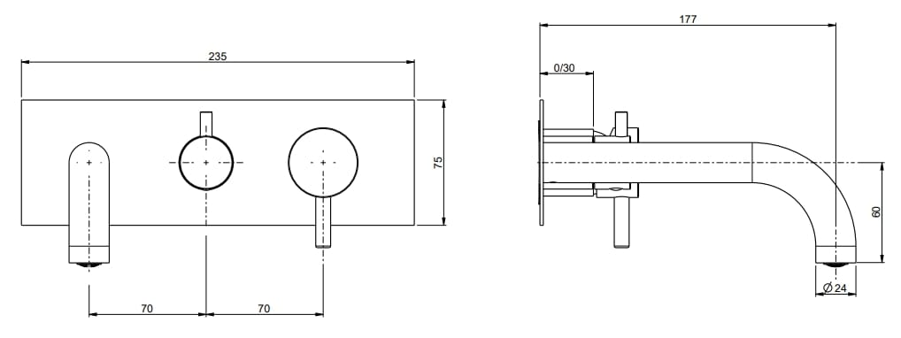 Однорычажный настенный смеситель для ванны с плитой Rubinetterie Frattini отдельная эстетика ARCH-00089970 - Вид №24