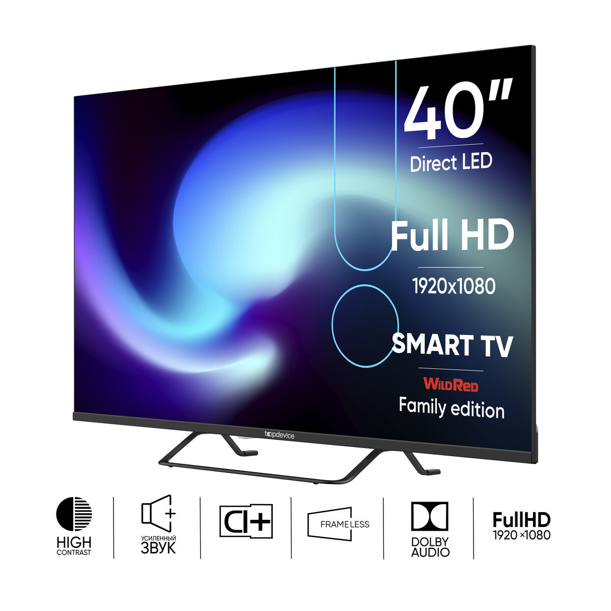 91095664 Телевизор Frameless Smart TV WildRed 40" 100 см цвет черный STLM-0481903 TOPDEVICE