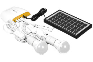 15692292 Аккумуляторная солнечная панель PS0401 3W, кабель 3м, 2 лампочки по 1W, USB-кабель 32192 FERON
