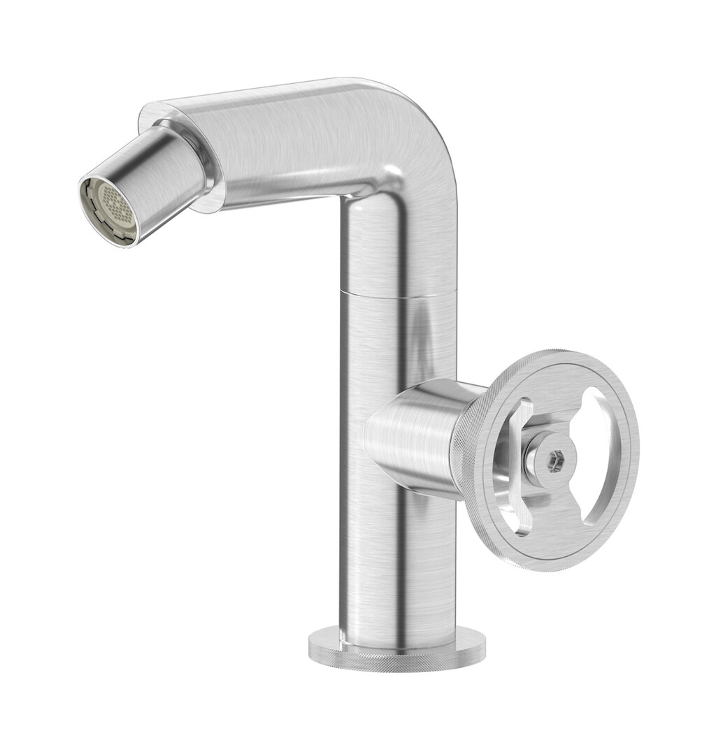 Смеситель для биде на 1 отверстие в комплекте с донным клапаном. WE ARE IB b1220ss Brushed Nickel Bold