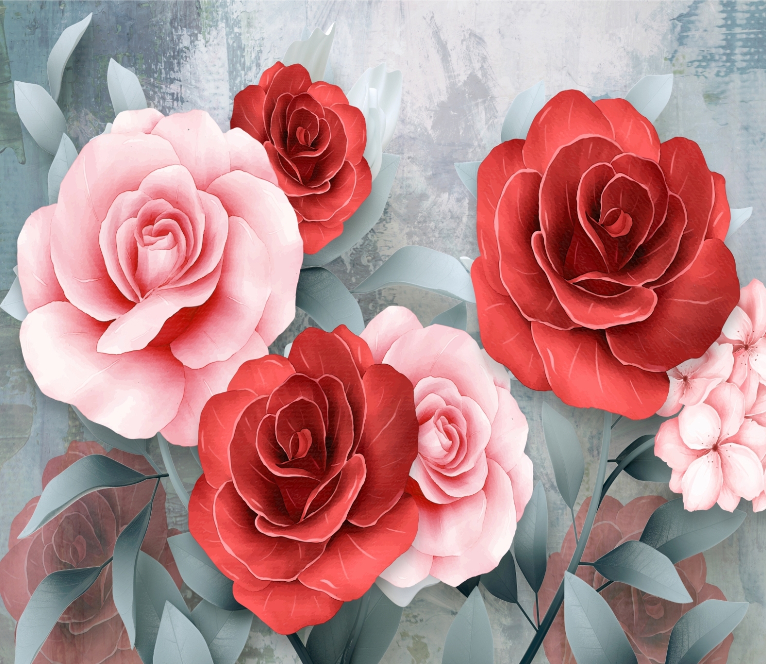 90230303 Фотообои "Красные розы на сером фоне" 300х260 см Dekor Vinil STLM-0141128 DEKOR VINIL
