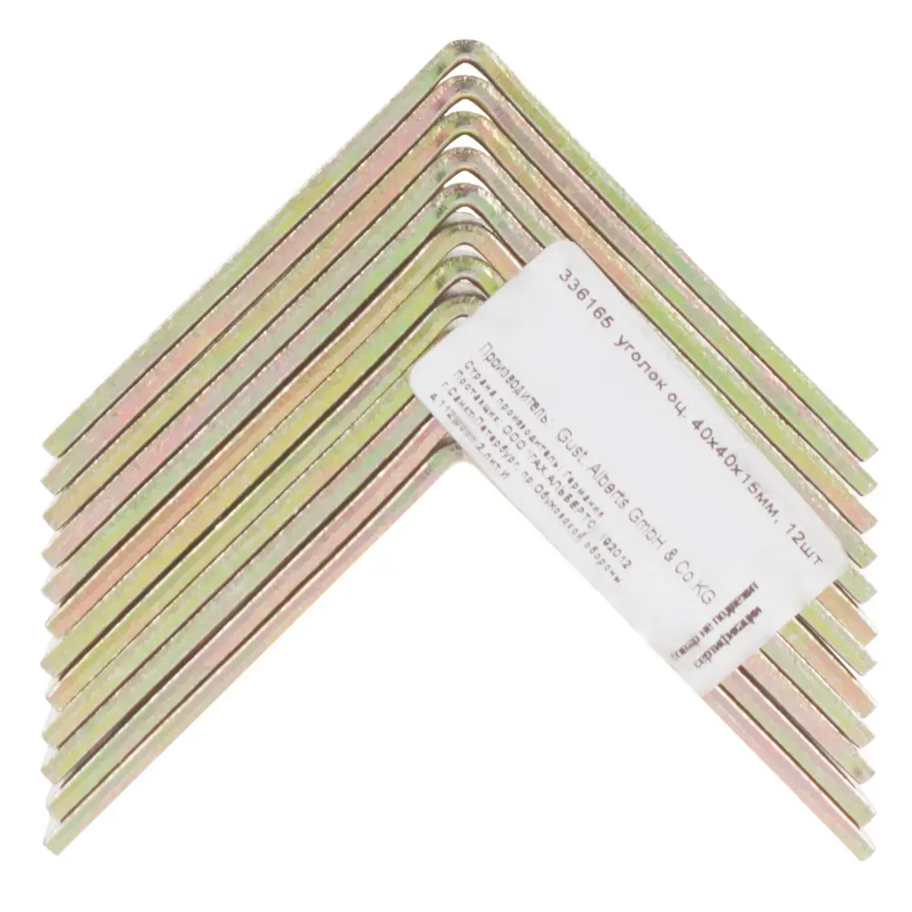 Угол соединительный мебельный 40х40х15х175 желтый оцинкованный 12 шт GAH ALBERTS STLM-2043967 - Вид №3