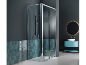 Алюминиевая и стеклянная угловая душевая кабина с раздвижной дверью