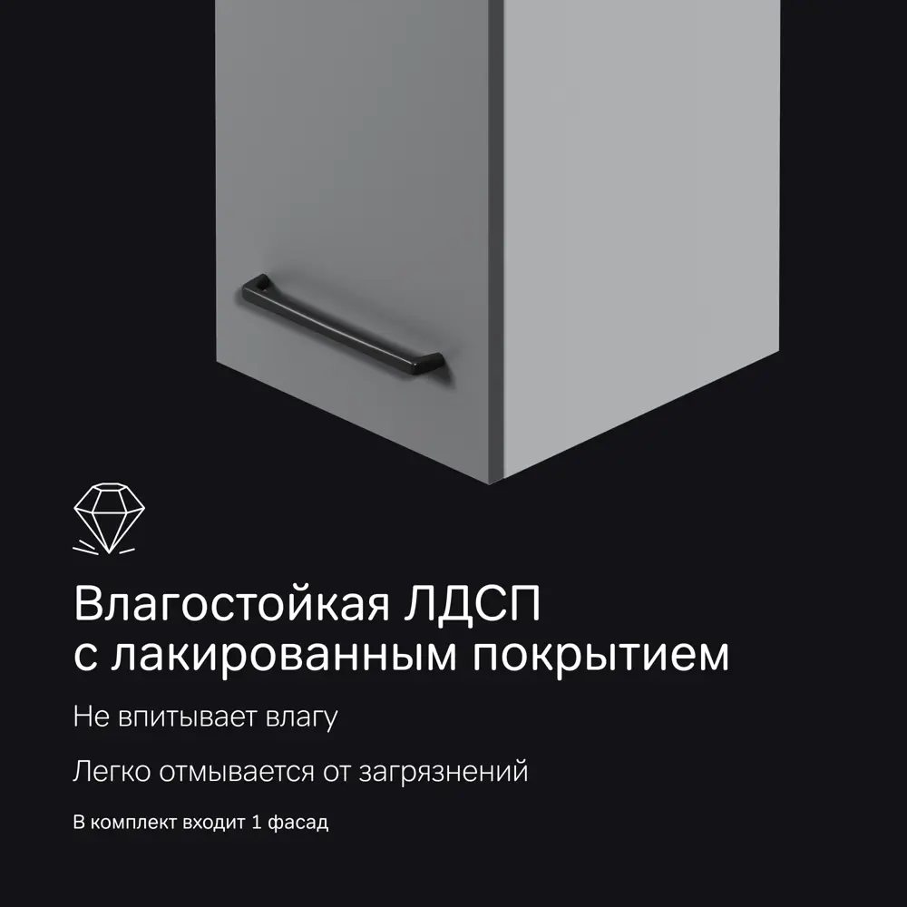 Фасад для пенала подвесного AM.PM Force M9FFCF0301GM 70x30 см влагостойкая ЛДСП цвет серый STLM-2036648 - Вид №4