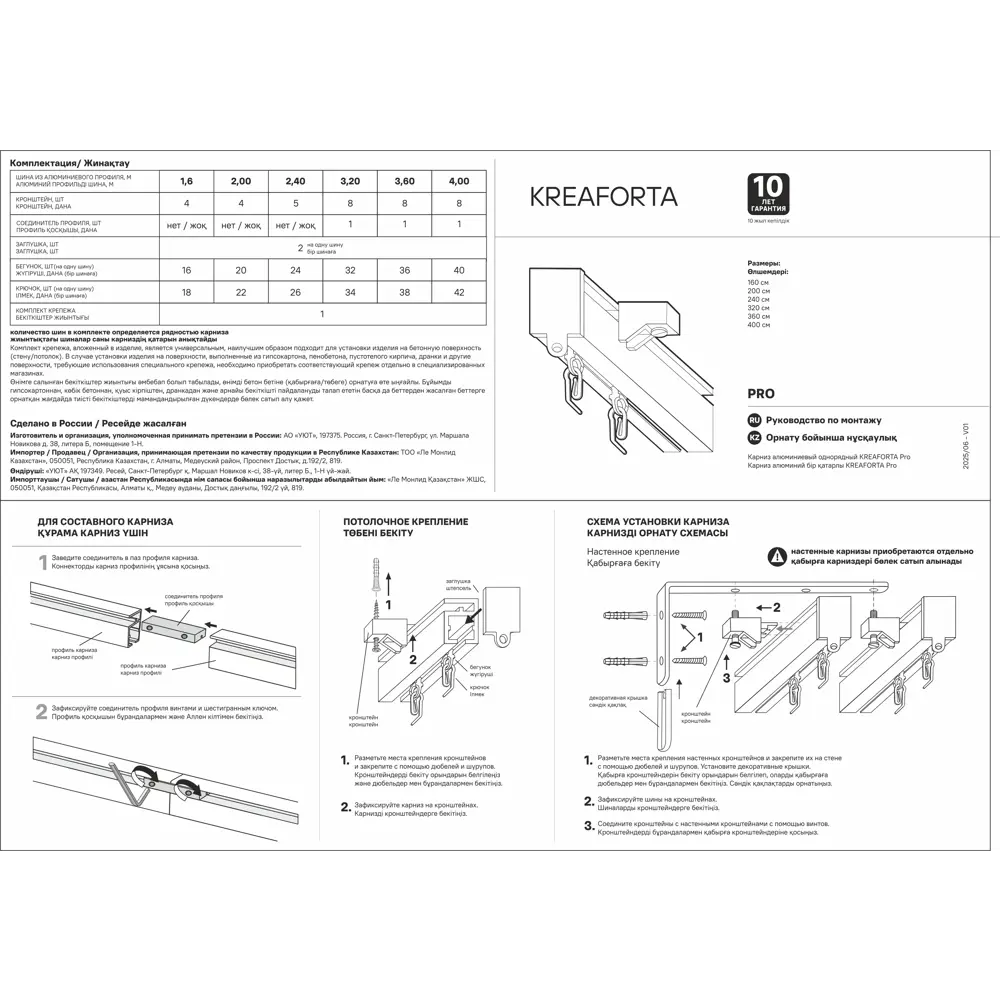 Карниз шинный Kreaforta Pro однорядный 200 см черный 89432758 STLM-1579099 - Вид №7