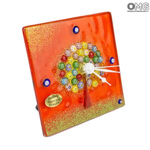 3040 ORIGINALMURANOGLASS Настольные часы- разноцветные- canne-муранское стекло 10 см